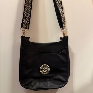 Aeropostale Black Crossbody Bag with Patterned Strap
